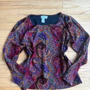 Coldwater Creek Multicolor Paisley Long Sleeve Top